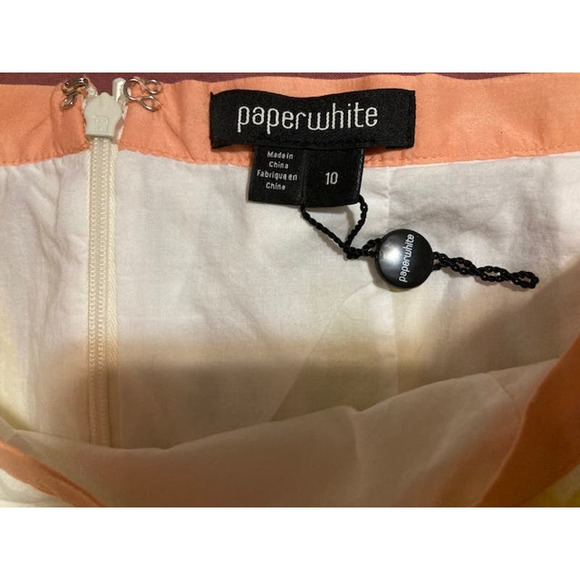 YELLOW & Blue Watercolor Skirt - Paperwhite - Size 10 - Picture 6 of 6